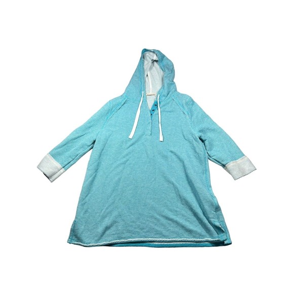 Soft Surroundings‎ Just Beachy French Terry Cloth Pullover Hooded Sweatshirt L - Picture 2 of 9